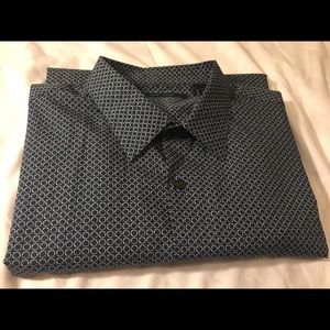 XL Perry Ellis, Ring Patterned, blue dress shirt.